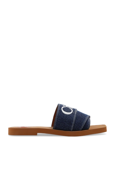 Shop Chloé Blue ‘woody' Slides In New