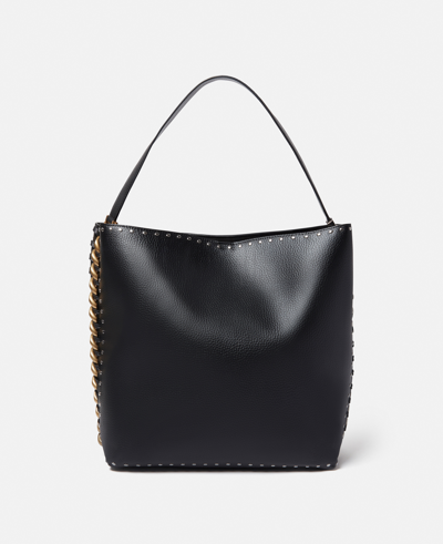 Shop Stella Mccartney Frayme Studded Grainy Alter Mat Tote Bag In Black