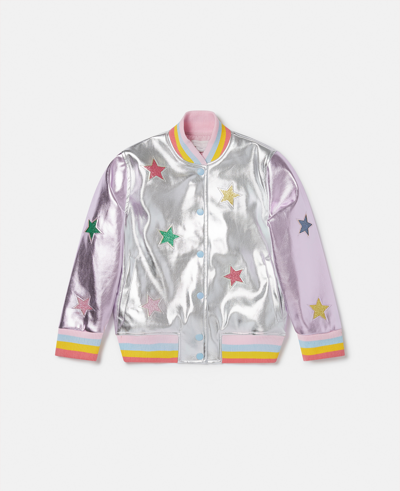 Shop Stella Mccartney Metallic Star Appliqué Bomber Jacket In Multicolour