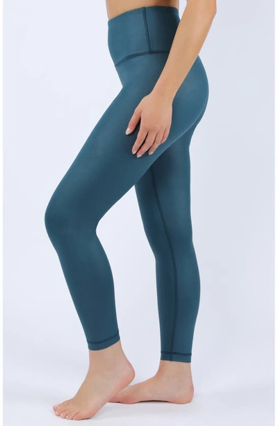 90 Degree By Reflex Interlink Faux Leather High Waist Cire Ankle Legging -  Mulled Basil - Medium