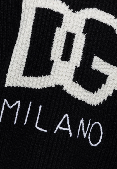 Shop Dolce & Gabbana Dg Milano Intarsia Knit Sweater In Black