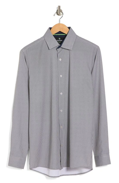 Tom Baine Performance Mini Plaid Button-down Dress Shirt In Black
