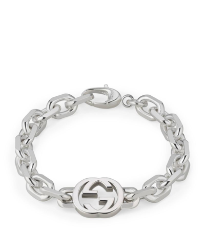 Shop Gucci Sterling Silver Interlocking G Bracelet
