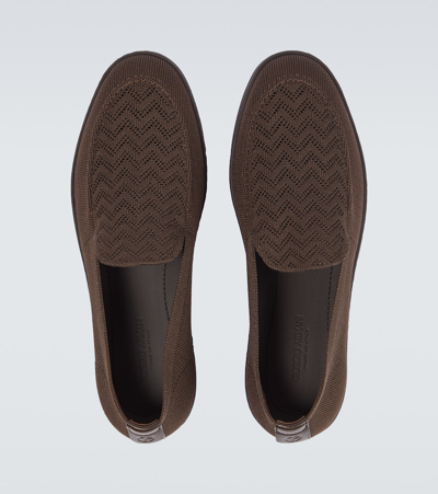 Shop Giorgio Armani Knitted Slippers In Brown