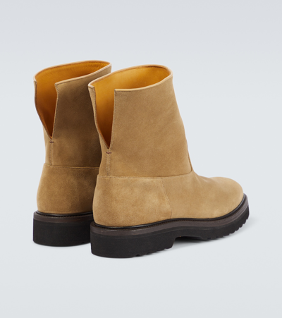 Auralee Suede Ankle Boots In Beige
