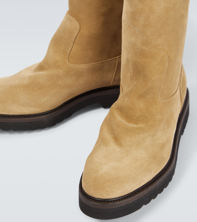 Auralee Suede Ankle Boots In Beige