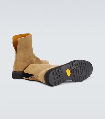 Auralee Suede Ankle Boots In Beige