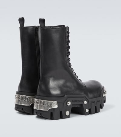 Shop Balenciaga Bulldozer Leather Lace-up Boots In Black