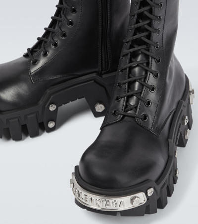 Balenciaga Bulldozer Platform Leather Boots In Black