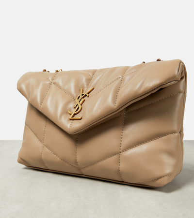 Saint Laurent Toy Puffer Leather Shoulder Bag In Beige