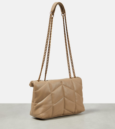 Saint Laurent Toy Puffer Leather Shoulder Bag In Beige