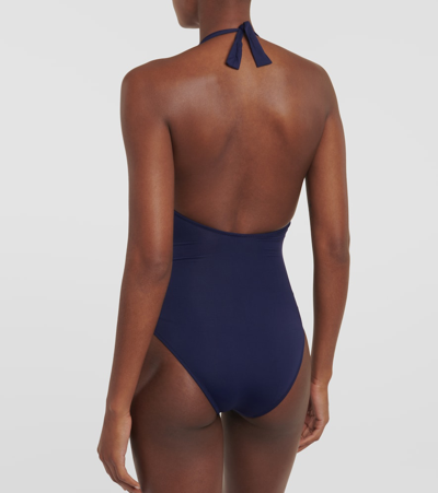 Shop Melissa Odabash Tampa Halterneck Swimsuit In Blue
