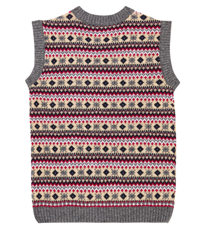 Shop La Coqueta Cacia Fair Isle Wool-blend Sweater Vest In Blue