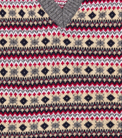 Shop La Coqueta Cacia Fair Isle Wool-blend Sweater Vest In Blue