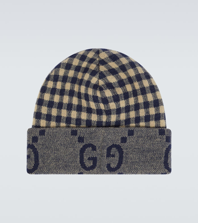Shop Gucci Gg Checked Wool Beanie In Multicoloured