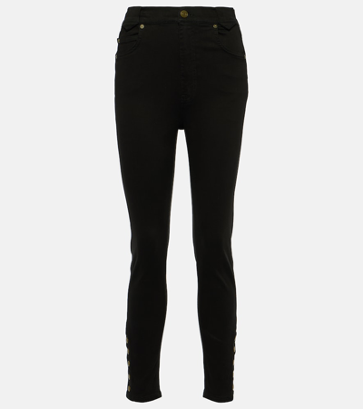 Shop Frame The Snapped Skinny Jeans In Black