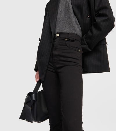 Frame The Snapped High-rise Denim Leggings In Black