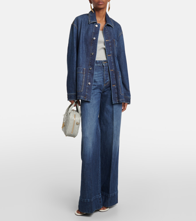 Bottega Veneta High-rise Wide-leg Denim Boyfriend Trousers In Blue