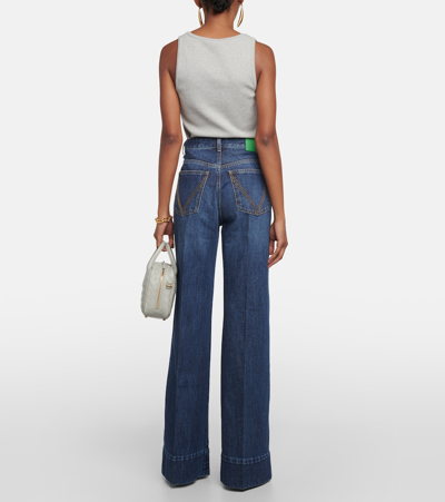 Bottega Veneta High-rise Wide-leg Denim Boyfriend Trousers In Blue