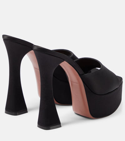 Shop Amina Muaddi Dalida Satin Platform Mules In Black