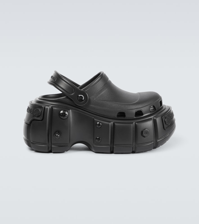 Shop Balenciaga X Crocs Hardcrocs Platform Sandals In Black