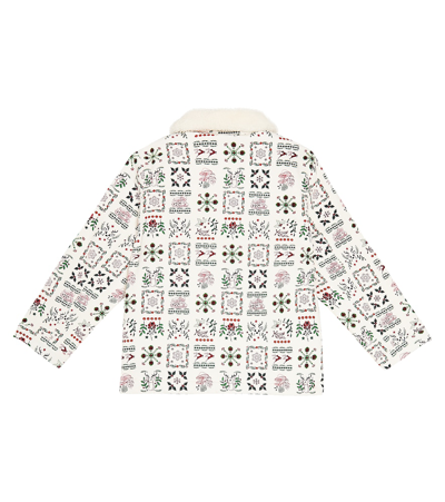 Shop Kenzo Faux Fur-trimmed Printed Jacket In White