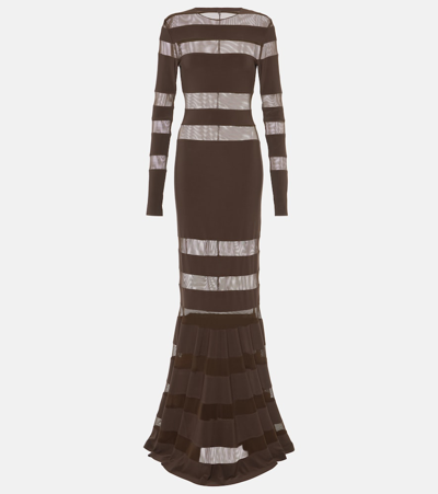 Norma Kamali Spliced Dress Fishtail Gown In Brown