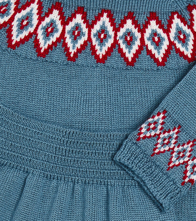 La Coqueta Baby Set Of Wool Cardigan And Pants In Blue