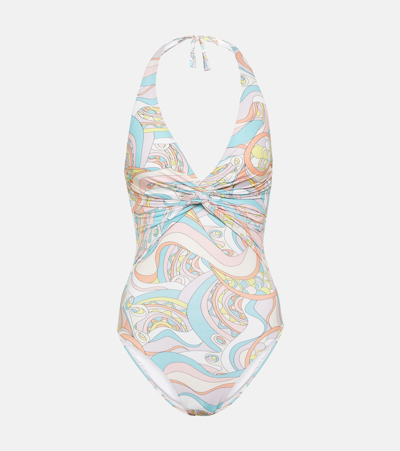 Melissa Odabash Zanzibar Printed Halterneck Swimsuit In Multicoloured