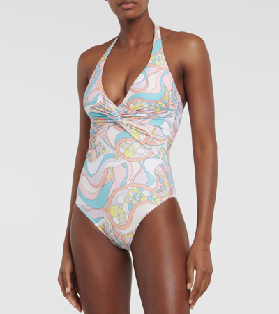Melissa Odabash Zanzibar Printed Halterneck Swimsuit In Multicoloured