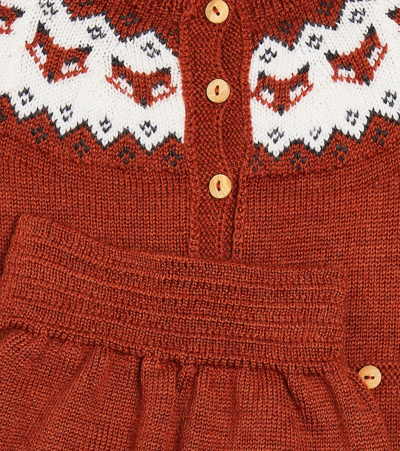 La Coqueta Baby Set Of Wool Jacket And Pants In Red