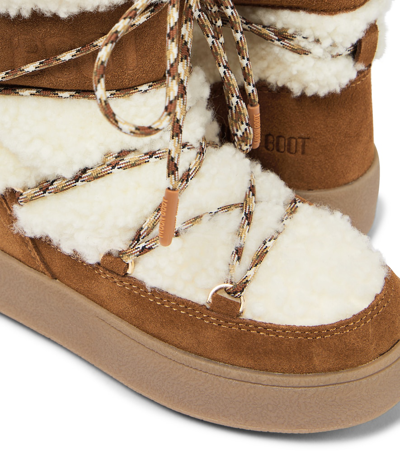 Shop Moon Boot Jtrack Junior Shearling And Suede Snow Boots In Brown