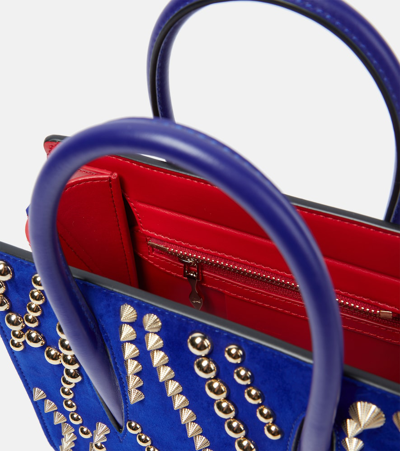 Christian Louboutin Paloma Mini Velour And Leather Tote Bag In Blue