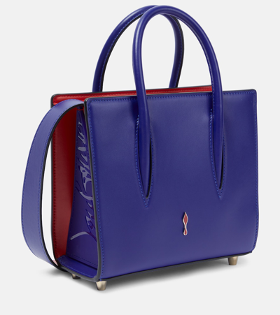 Christian Louboutin Paloma Mini Velour And Leather Tote Bag In Blue