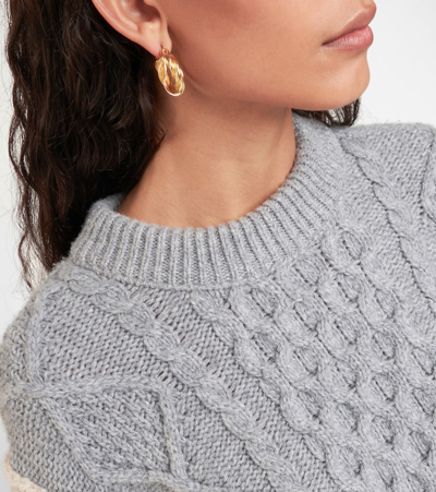 Shop Bottega Veneta Cable-knit Wool-blend Sweater In Grey