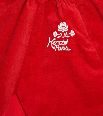 Kenzo Scalloped Cotton Skirt In Red