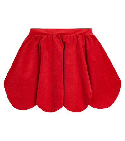 Shop Kenzo Scalloped Cotton Skirt In Red