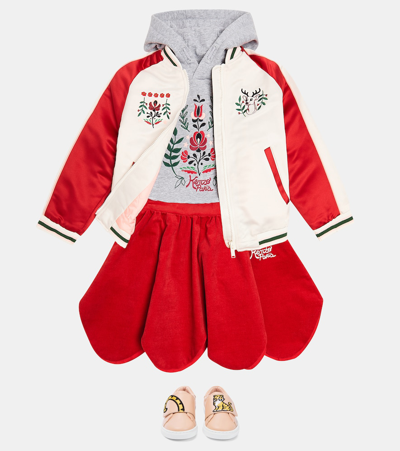 Kenzo Scalloped Cotton Skirt In Red