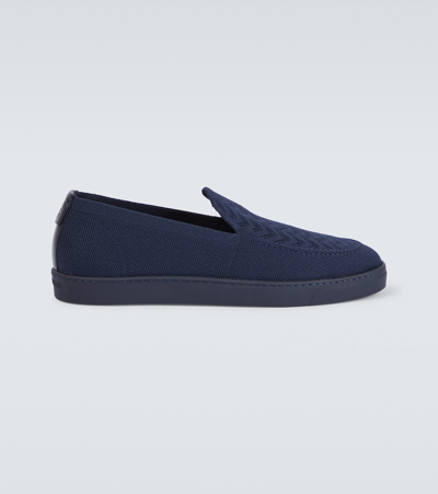 Shop Giorgio Armani Canvas Slip-on Shoes In Blue