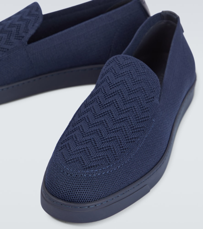 Giorgio Armani Asv Chevron Jacquard Slip-ons In Blue