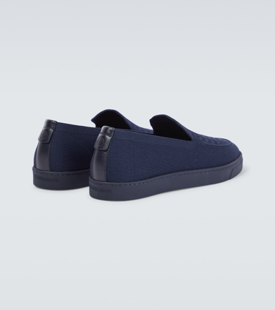 Shop Giorgio Armani Canvas Slip-on Shoes In Blue