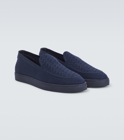 Shop Giorgio Armani Canvas Slip-on Shoes In Blue
