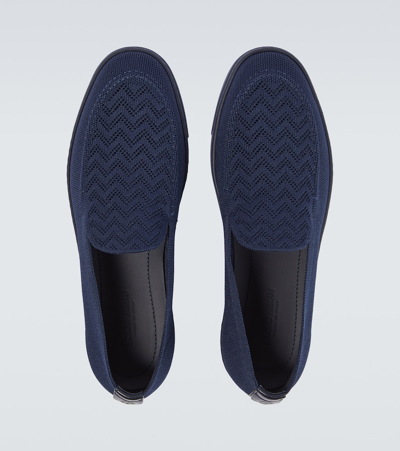 Shop Giorgio Armani Canvas Slip-on Shoes In Blue