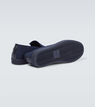 Shop Giorgio Armani Canvas Slip-on Shoes In Blue