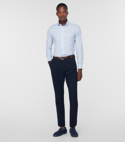 Giorgio Armani Asv Chevron Jacquard Slip-ons In Blue