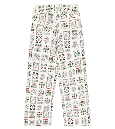Shop Kenzo Printed Cotton Pants In Multicoloured