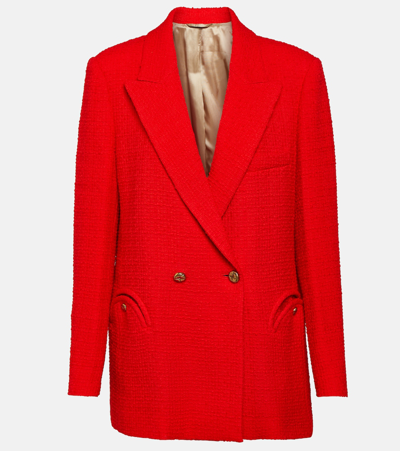 Shop Blazé Milano Everynight Double-breasted Wool-blend Blazer In Red