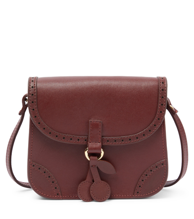 Shop Bonpoint Tadam Leather Crossbody Bag In Burgundy