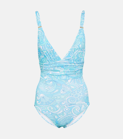 Shop Melissa Odabash Panarea Printed Swimsuit In Blue