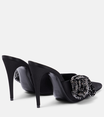 Magda Butrym Floral-appliqué Embellished Satin Mules In Black